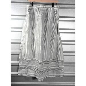 C&C California 100% Linen Striped Maxi Skirt Sz L